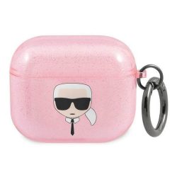   Karl Lagerfeld KLA3UKHGP AirPods 3 rózsaszín csillogós tok Karl Lagerfeld fej