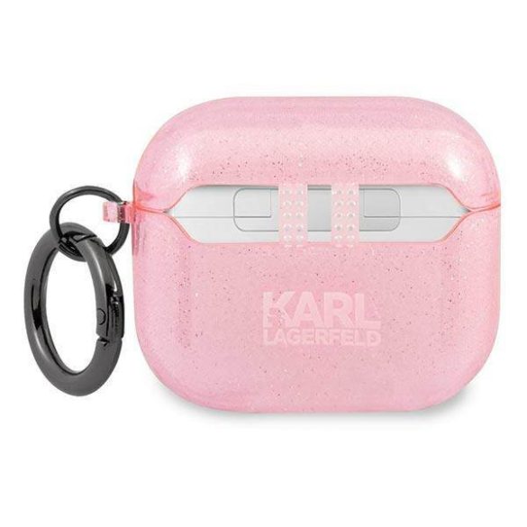 Karl Lagerfeld KLA3UKHGP AirPods 3 rózsaszín csillogós tok Karl Lagerfeld fej