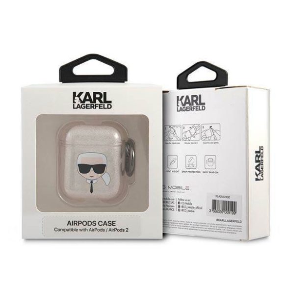 Karl Lagerfeld KLA2UKHGD AirPods 1/2 tok arany csillogó Karl's Head