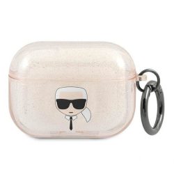   Karl Lagerfeld KLAPUKHGD AirPods Pro arany csillogós tok Karl Lagerfeld fej
