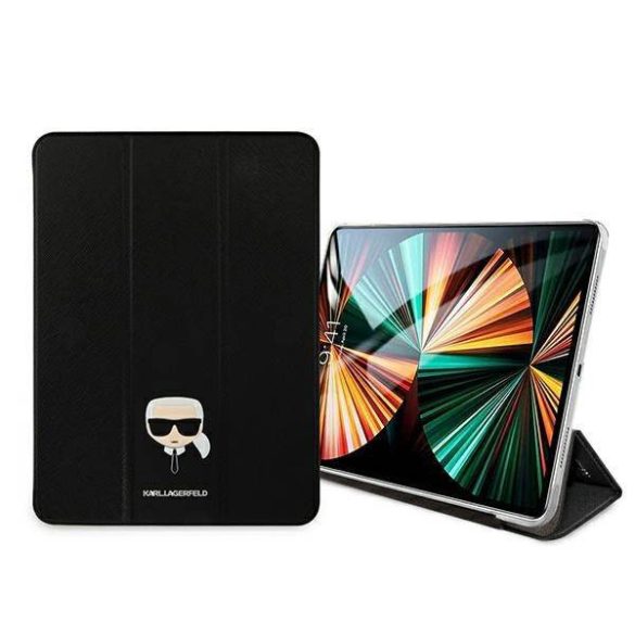 Karl Lagerfeld KLFC12OKHK iPad 12.9" Pro 2021 könyvtok fekete Saffiano Karl Head