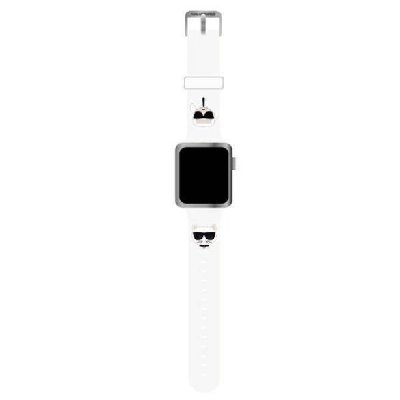 Karl Lagerfeld óraszíj  KLAWMSLCKW Apple Watch 38/40/41mm fehér szilikon szíj Karl & Choupette fej