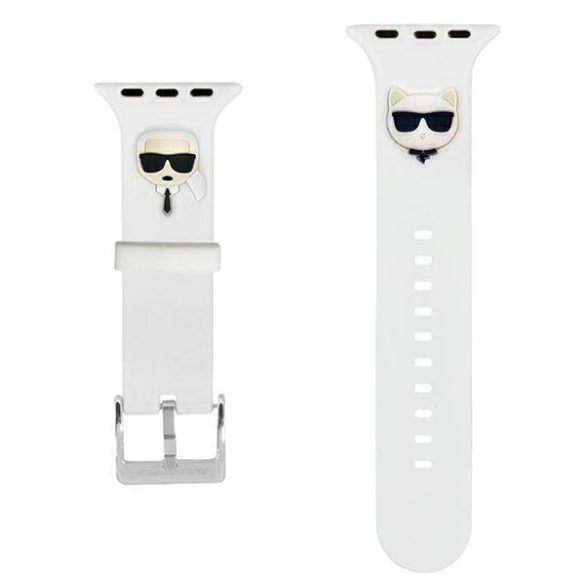 Karl Lagerfeld óraszíj KLAWLSLCKW Apple Watch 42/44/45/49mm fehér szíj szilikon Karl & Choupette fejek