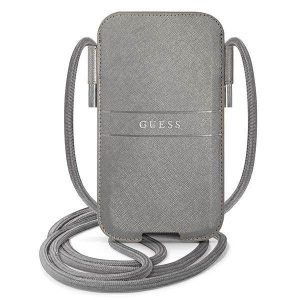 Guess telefontáska GUPHLPSASBGR 6,7" szürke Saffiano Strap