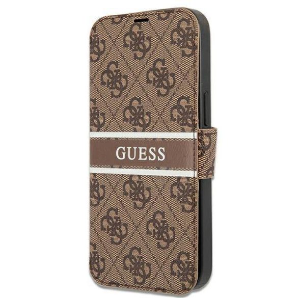 Guess GUBKP13L4GDBR iPhone 13 Pro / 13 6,1" barna 4G csíkos könyvtok