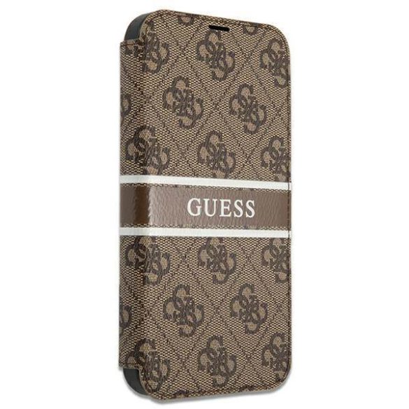Guess GUBKP13L4GDBR iPhone 13 Pro / 13 6,1" barna 4G csíkos könyvtok