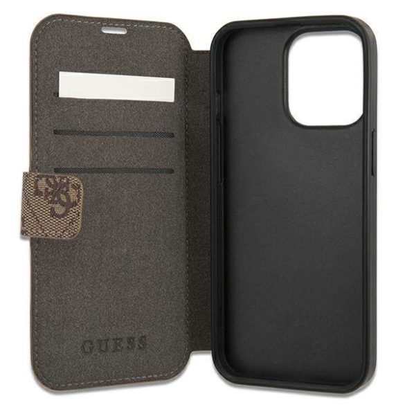 Guess GUBKP13L4GDBR iPhone 13 Pro / 13 6,1" barna 4G csíkos könyvtok