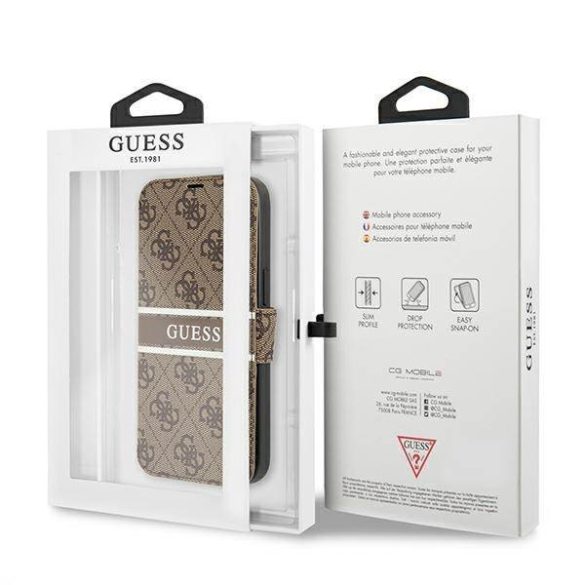 Guess GUBKP13L4GDBR iPhone 13 Pro / 13 6,1" barna 4G csíkos könyvtok