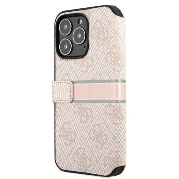 Guess GUBKP13L4GDPI iPhone 13 Pro / 13 6,1" rózsaszín 4G csíkos könyvtok