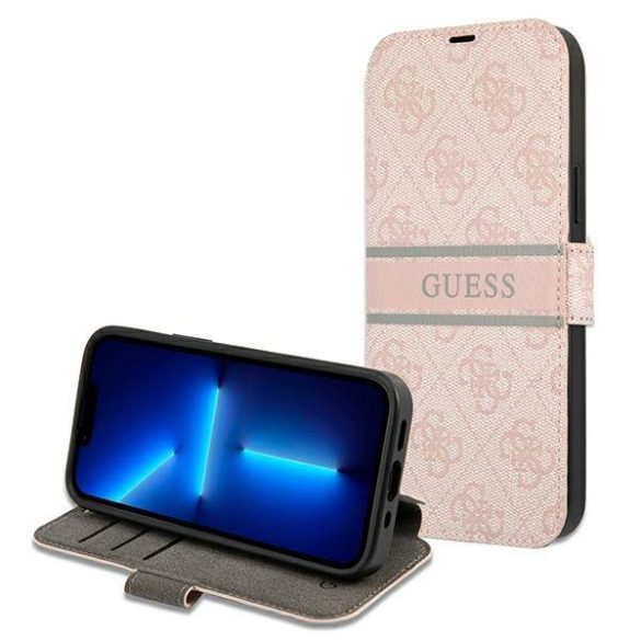 Guess GUBKP13L4GDPI iPhone 13 Pro / 13 6,1" rózsaszín 4G csíkos könyvtok