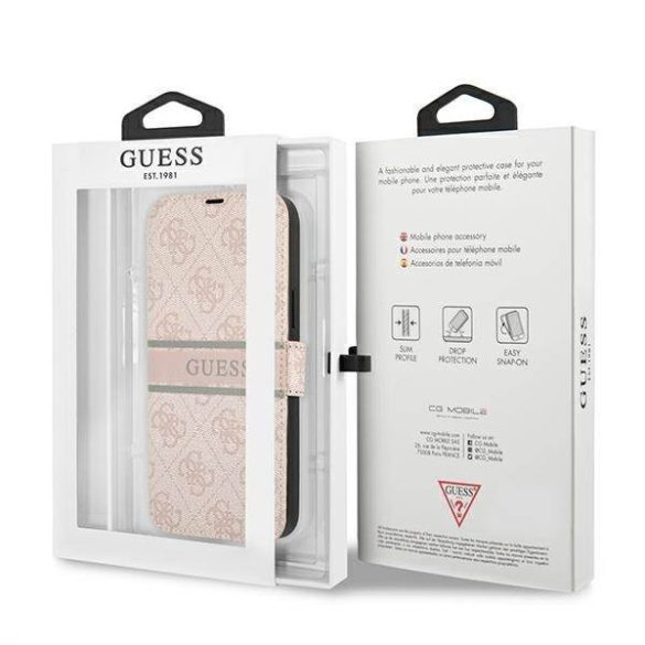 Guess GUBKP13L4GDPI iPhone 13 Pro / 13 6,1" rózsaszín 4G csíkos könyvtok