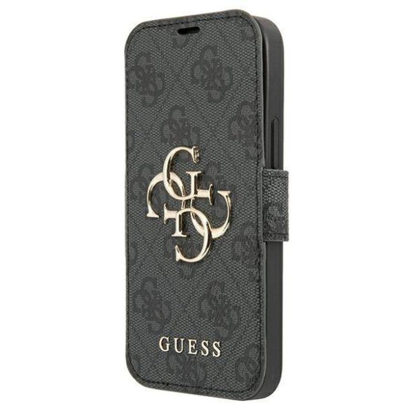 Guess GUBKP13S4GMGGR iPhone 13 mini 5,4" szürke 4G nagy fém logós könyvtok