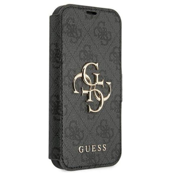 Guess GUBKP13S4GMGGR iPhone 13 mini 5,4" szürke 4G nagy fém logós könyvtok