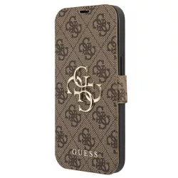   Guess GUBKP13X4GMGBR iPhone 13 Pro Max 6,7" barna 4G nagy fém logós könyvtok
