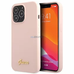   Guess GUHCP13XLSLMGLP iPhone 13 Pro Max 6.7" pink hardcase szilikon script arany logóval tok
