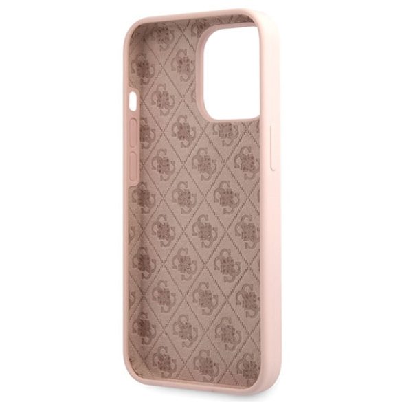 Guess GUHCP13XLSLMGLP iPhone 13 Pro Max 6.7" pink hardcase szilikon script arany logóval tok