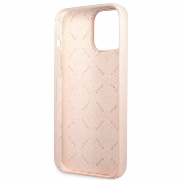 Guess GUHCP13XLSLMGLP iPhone 13 Pro Max 6.7" pink hardcase szilikon script arany logóval tok