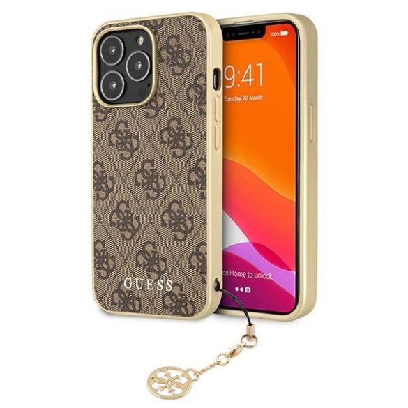 Guess GUHCP13LGF4GBR iPhone 13 Pro / 13 6,1" barna 4G Charms Collection keménytok