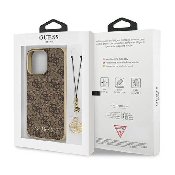 Guess GUHCP13LGF4GBR iPhone 13 Pro / 13 6,1" barna 4G Charms Collection keménytok