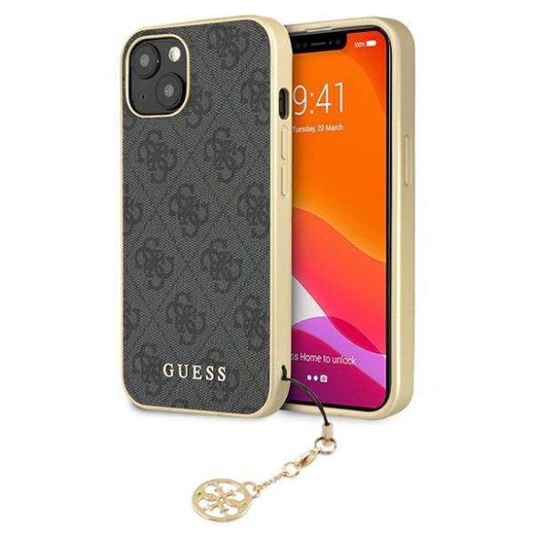 Guess GUHCP13MGF4GGR iPhone 13 6.1" szürke keménytok 4G Charms kollekció
