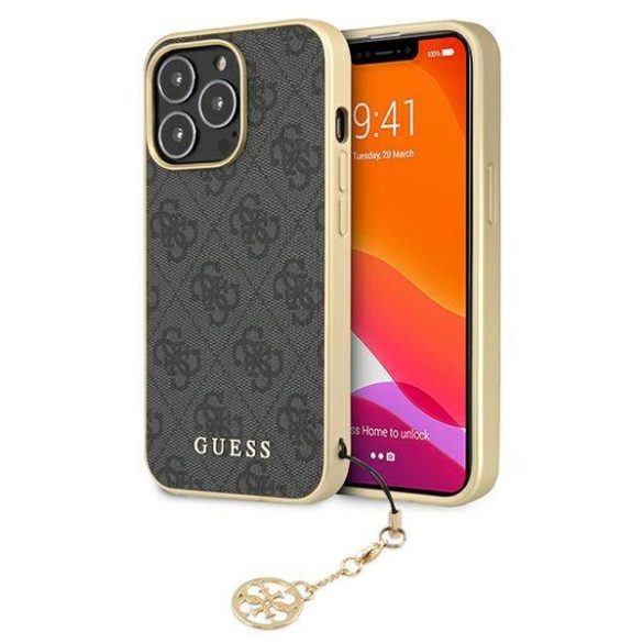 Guess GUHCP13LGF4GGR iPhone 13 Pro / 13 6,1" szürke 4G Charms Collection keménytok