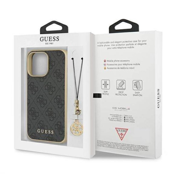 Guess GUHCP13LGF4GGR iPhone 13 Pro / 13 6,1" szürke 4G Charms Collection keménytok