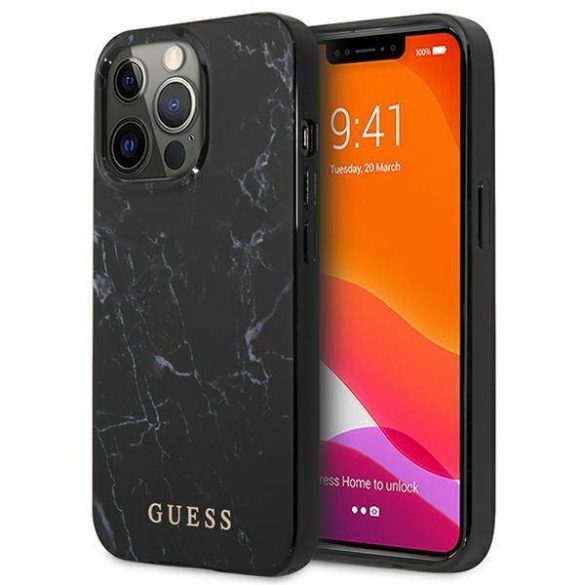 Guess GUHCP13LPCUMABK iPhone 13 Pro / 13 6,1" fekete márvány keménytok