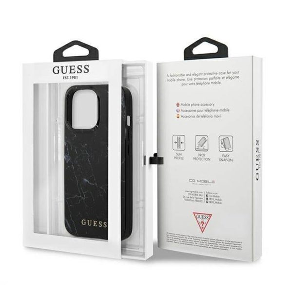 Guess GUHCP13LPCUMABK iPhone 13 Pro / 13 6,1" fekete márvány keménytok