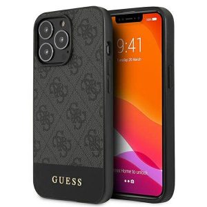 Guess GUHCP13LG4GLGR iPhone 13 Pro / 13 6,1" szürke 4G Stripe Collection keménytok