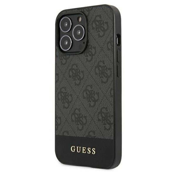 Guess GUHCP13LG4GLGR iPhone 13 Pro / 13 6,1" szürke 4G Stripe Collection keménytok