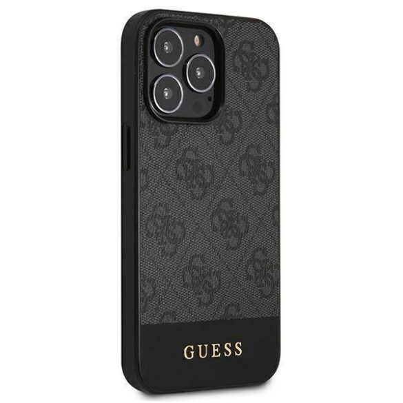 Guess GUHCP13LG4GLGR iPhone 13 Pro / 13 6,1" szürke 4G Stripe Collection keménytok