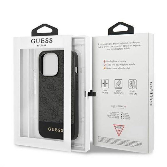 Guess GUHCP13LG4GLGR iPhone 13 Pro / 13 6,1" szürke 4G Stripe Collection keménytok