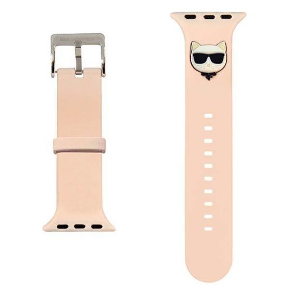 Karl Lagerfeld óraszíj KLAWLSLCP Apple Watch 42/44/45/49mm rózsaszín szíj szilikon Choupette fejek