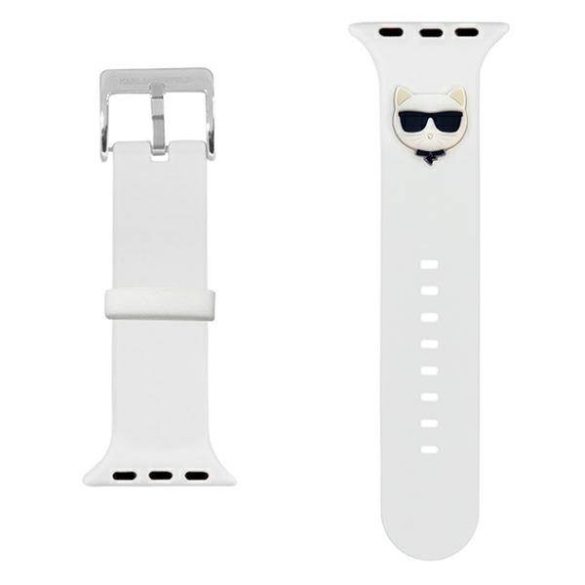 Karl Lagerfeld óraszíj  KLAWMSLCW Apple Watch 38/40/41mm-es fehér szilikon szíj Choupette fej