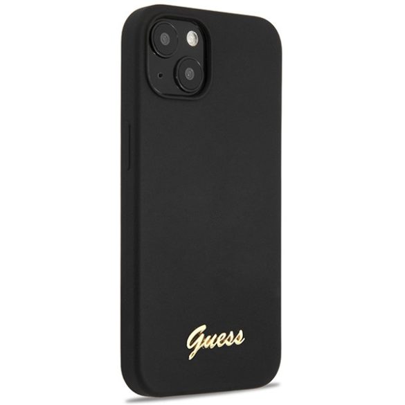 Guess GUHCP13MLSLMGBK iPhone 13 / 14 / 15 6.1" fekete keménytok szilikon Script arany logó