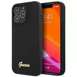   Guess GUHCP13XLSLMGBK iPhone 13 Pro Max 6.7" fekete hardcase szilikon Script arany logó tok