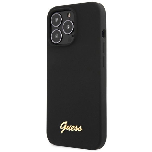 Guess GUHCP13XLSLMGBK iPhone 13 Pro Max 6.7" fekete hardcase szilikon Script arany logó tok