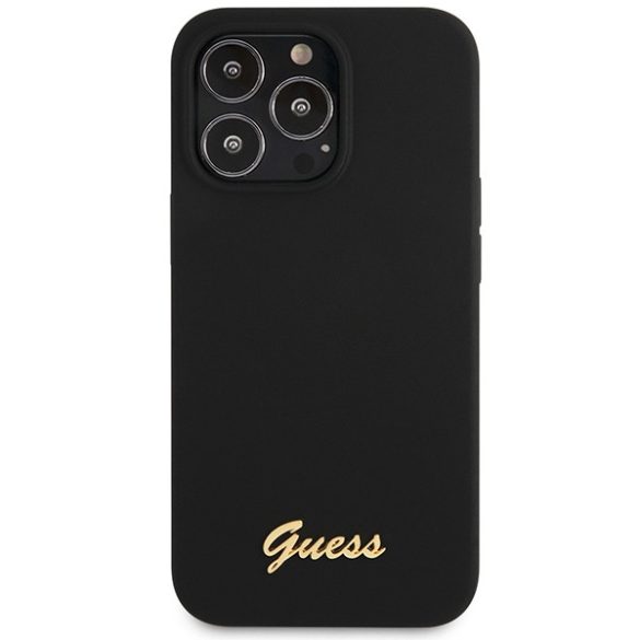 Guess GUHCP13XLSLMGBK iPhone 13 Pro Max 6.7" fekete hardcase szilikon Script arany logó tok