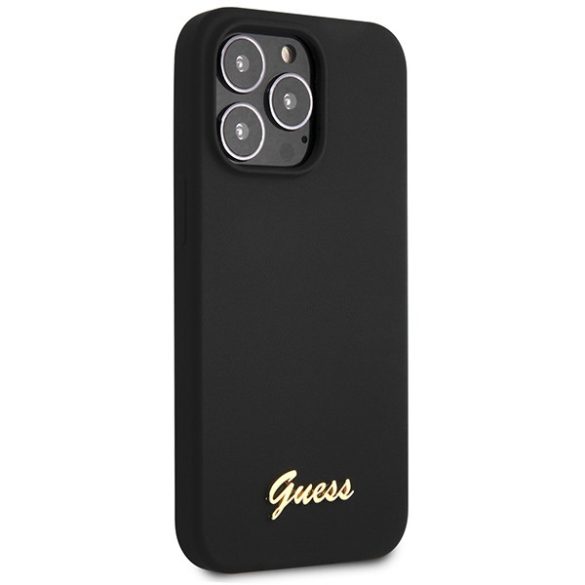 Guess GUHCP13XLSLMGBK iPhone 13 Pro Max 6.7" fekete hardcase szilikon Script arany logó tok