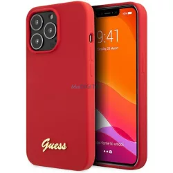   Guess GUHCP13XLSLMGRE iPhone 13 Pro Max 6.7" piros/burgundi keménytok  szilikon Vintage arany logó