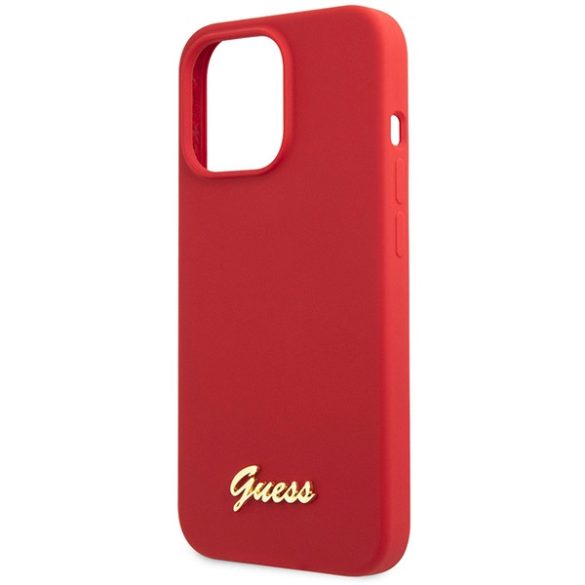 Guess GUHCP13XLSLMGRE iPhone 13 Pro Max 6.7" piros/burgundi keménytok  szilikon Vintage arany logó