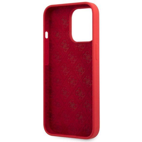 Guess GUHCP13XLSLMGRE iPhone 13 Pro Max 6.7" piros/burgundi keménytok  szilikon Vintage arany logó