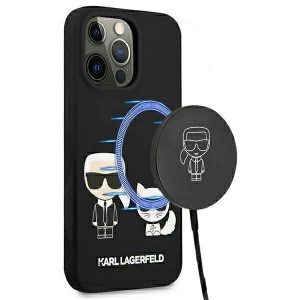 Karl Lagerfeld KLHMP13LSSKCK iPhone 13 Pro / 13 6,1" keménytok fekete szilikon Karl & Choupette Magsafe tok