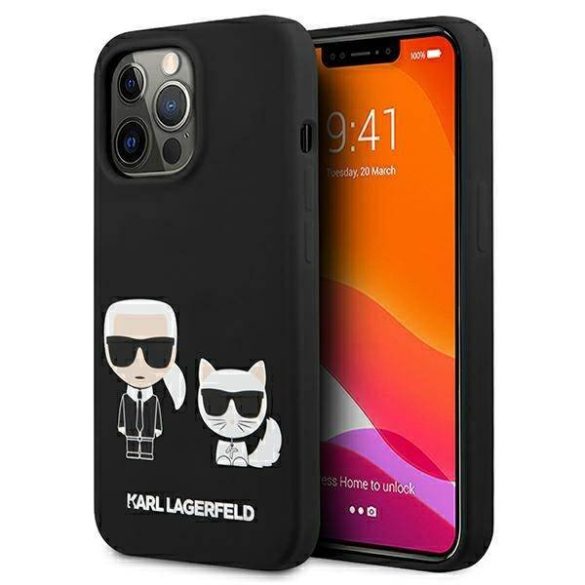 Karl Lagerfeld KLHMP13LSSKCK iPhone 13 Pro / 13 6,1" keménytok fekete szilikon Karl & Choupette Magsafe tok