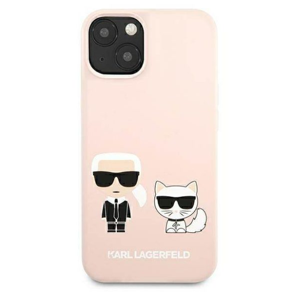 Karl Lagerfeld KLHMP13MSSKCI iPhone 13 / 14 / 15 6,1" keménytok világos rózsaszín szilikon ikonikus Karl & Choupette Magsafe