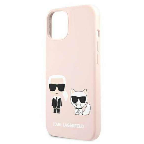 Karl Lagerfeld KLHMP13MSSKCI iPhone 13 / 14 / 15 6,1" keménytok világos rózsaszín szilikon ikonikus Karl & Choupette Magsafe