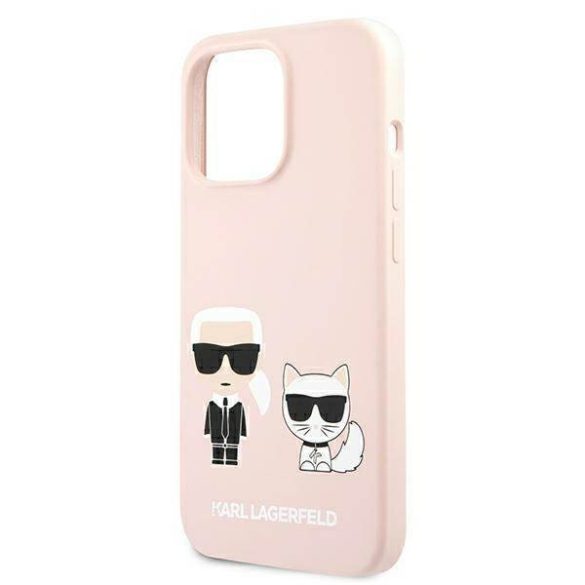 Karl Lagerfeld KLHMP13LSSKCI iPhone 13 Pro / 13 6,1" keménytok világos rózsaszín szilikon ikonikus Karl & Choupette Magsafe tok