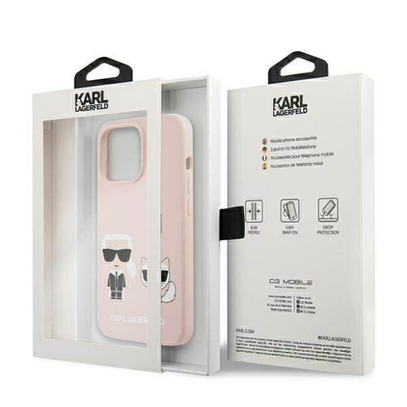 Karl Lagerfeld KLHMP13LSSKCI iPhone 13 Pro / 13 6,1" keménytok világos rózsaszín szilikon ikonikus Karl & Choupette Magsafe tok