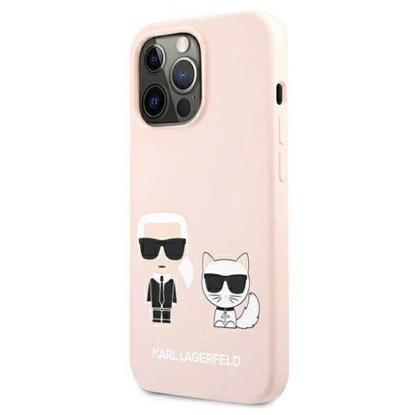 Karl Lagerfeld KLHMP13XSSKCI iPhone 13 Pro Max 6,7" keménytok világos rózsaszín szilikon ikonikus Karl & Choupette Magsafe tok