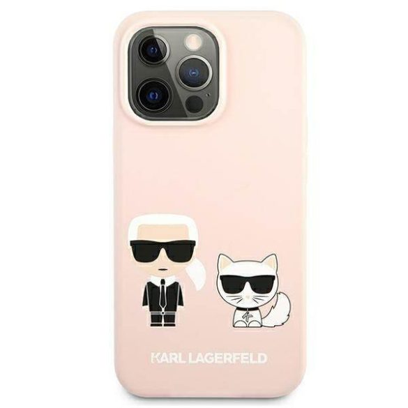 Karl Lagerfeld KLHMP13XSSKCI iPhone 13 Pro Max 6,7" keménytok világos rózsaszín szilikon ikonikus Karl & Choupette Magsafe tok